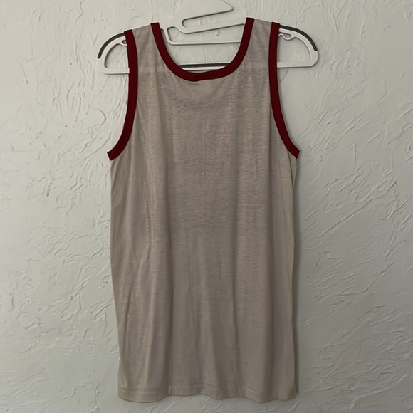 Vintage men’s tank top, 80s, never been worn, grey with maroon trim, size medium - Picture 4 of 4